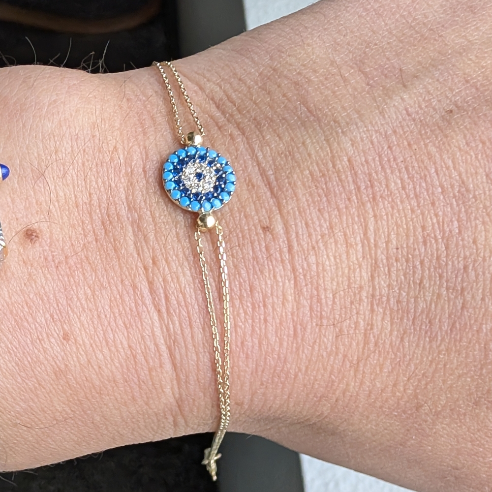 Gold Plated and Blue Evil Eye Bracelet From Türkiye